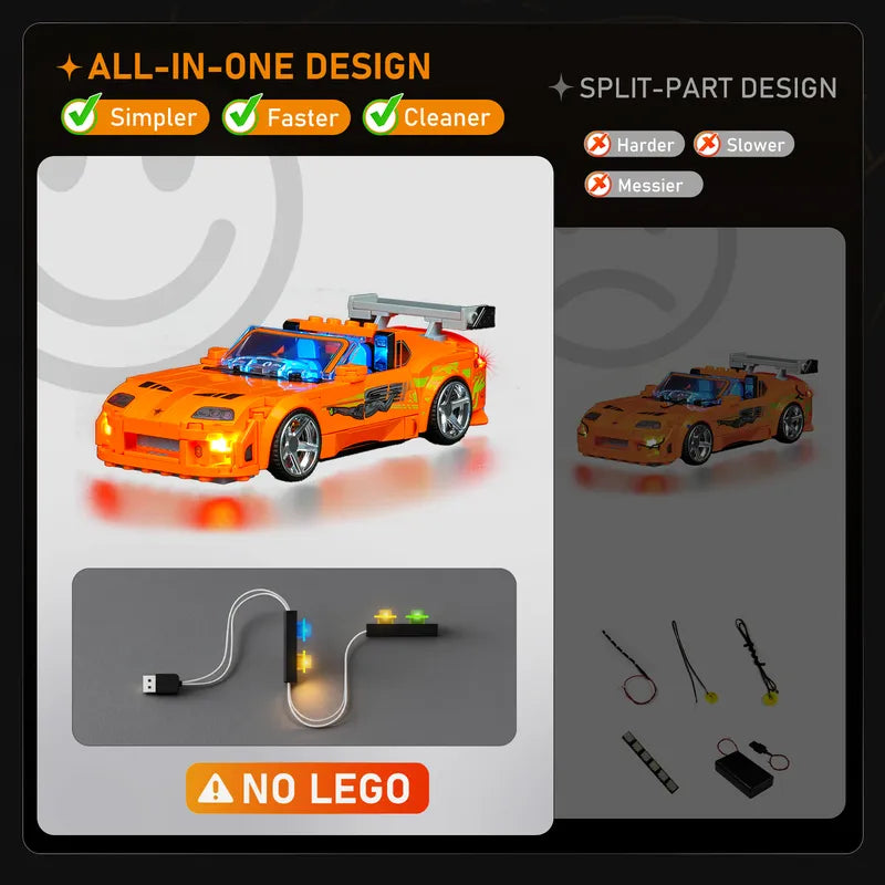 LED Light Kit for LEGO 77260 Fast & Furious Toyota Supra MK4