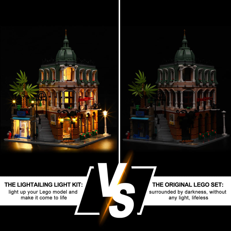 differences when installing the light kit for LEGO Boutique Hotel