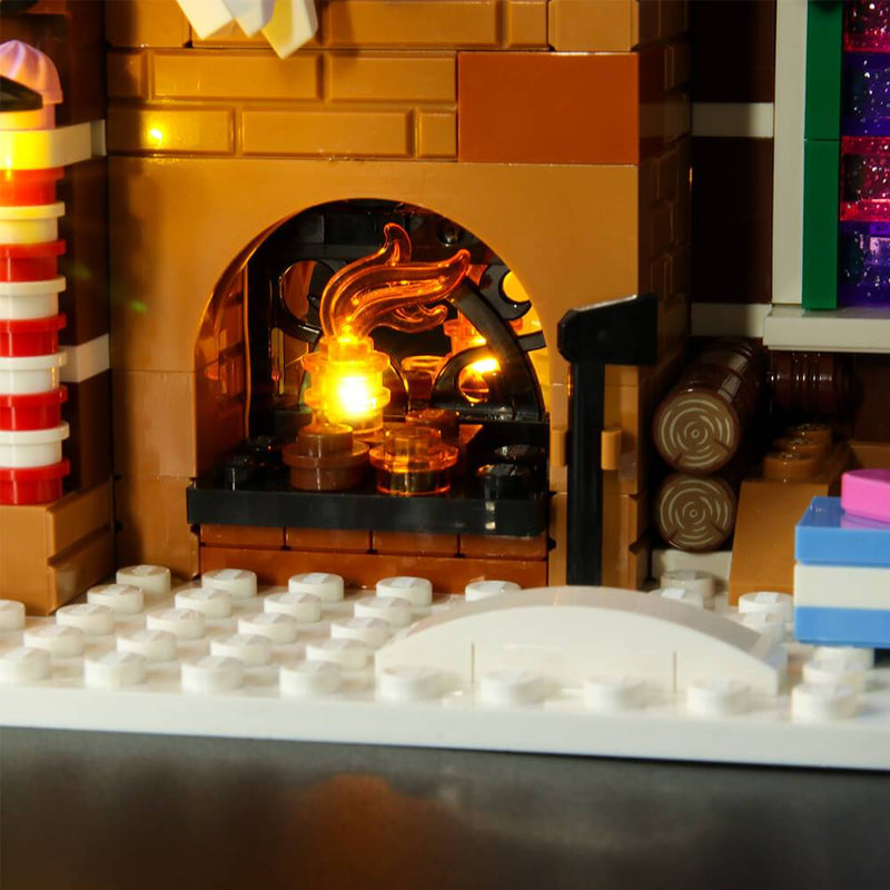 light up gingerbread glowing fireplace