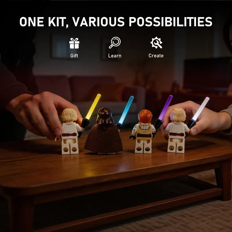 Star Wars Lichtschwert LED Kit Bundle – Weiß / Lila / Gelb / Eisblau + Erweiterungsplatine, USB & Kabel
