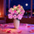 Beleuchtungsset für einen Strauß rosa Rosen 10374- Lightailing