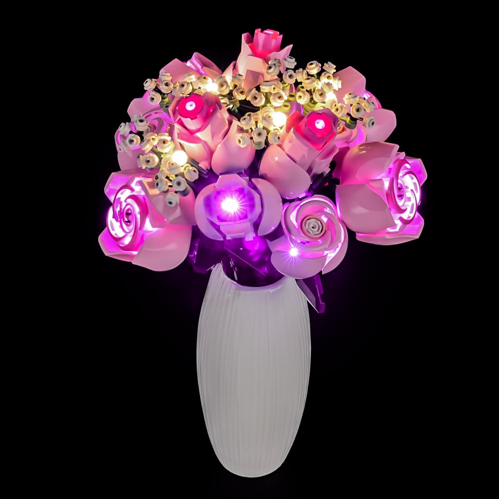 Beleuchtungsset für einen Strauß rosa Rosen 10374- Lightailing