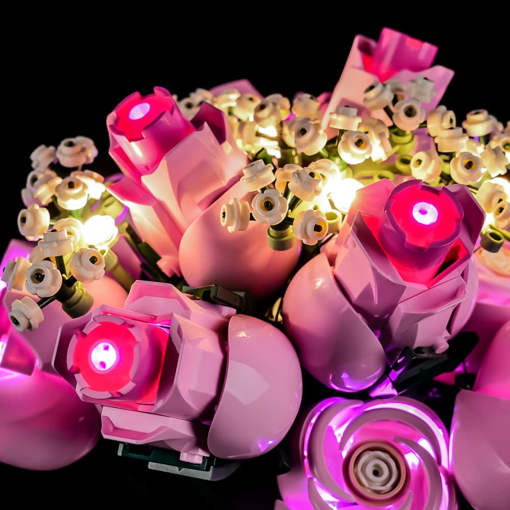 Beleuchtungsset für einen Strauß rosa Rosen 10374- Lightailing