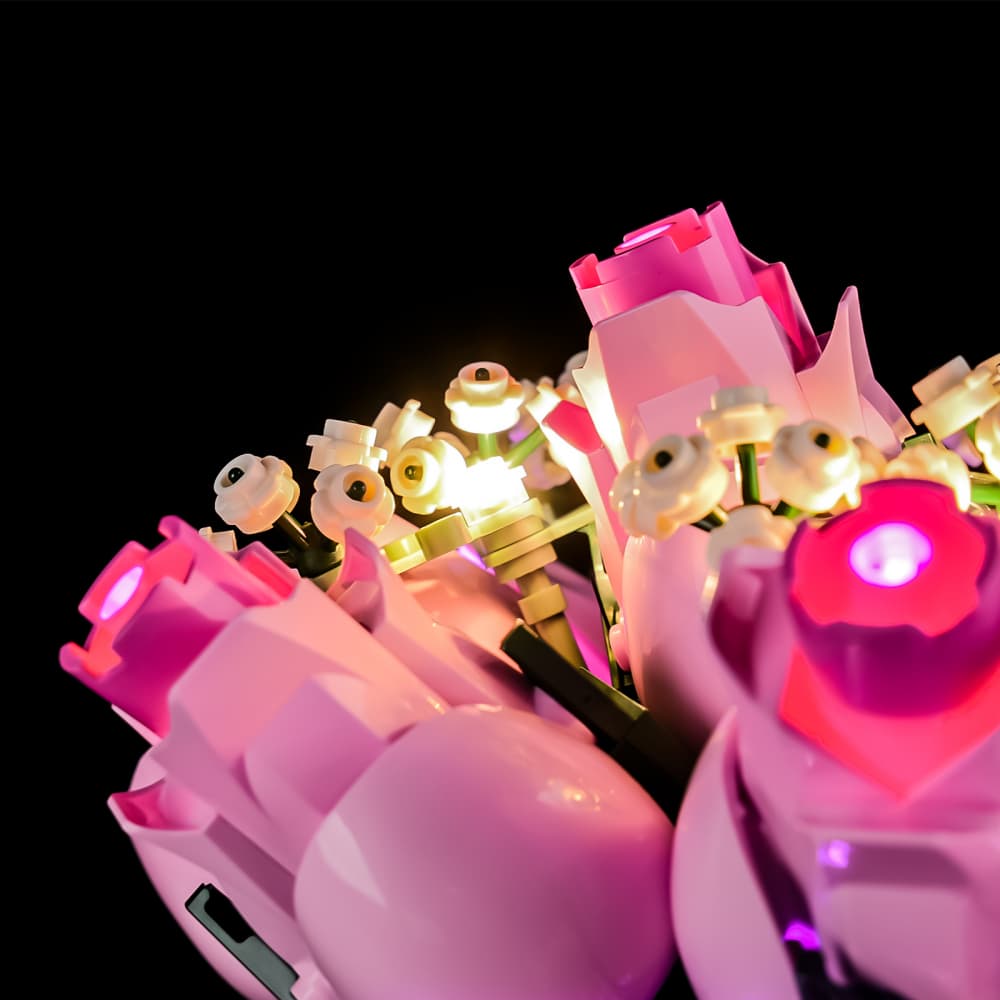 Beleuchtungsset für einen Strauß rosa Rosen 10374- Lightailing