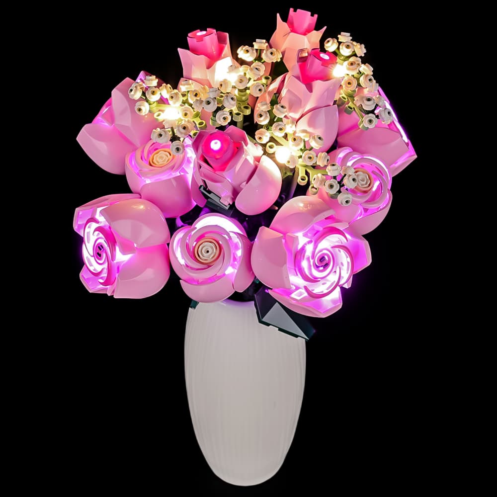 Beleuchtungsset für einen Strauß rosa Rosen 10374- Lightailing