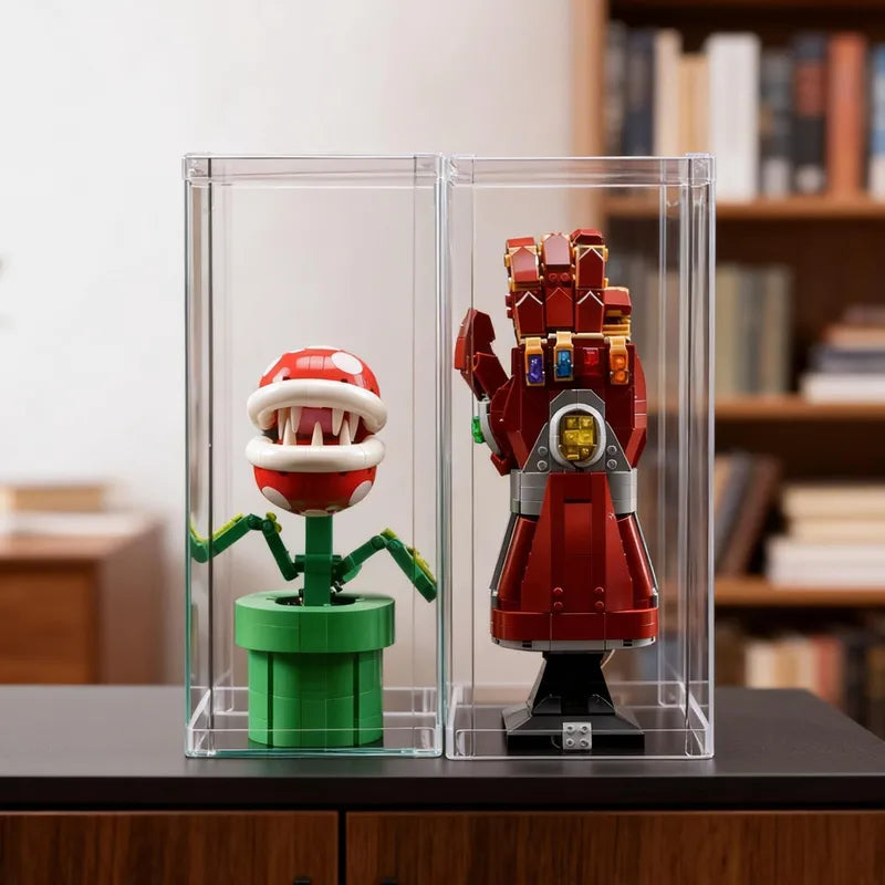 Display Case with Dust Cover(15× 15 × 35 cm) | 2 Pack