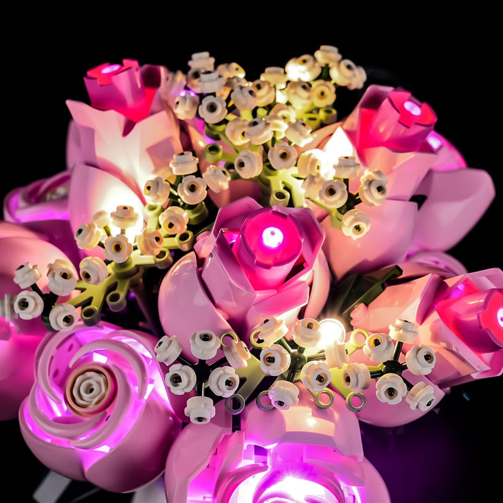 Beleuchtungsset für einen Strauß rosa Rosen 10374- Lightailing