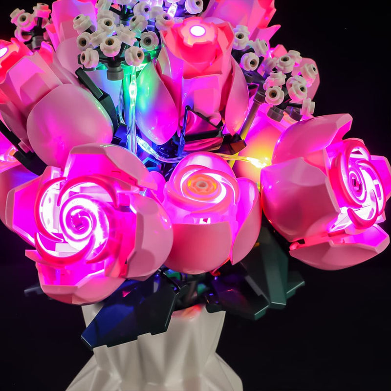 Beleuchtungsset für einen Strauß rosa Rosen 10374- Briksmax 2.0