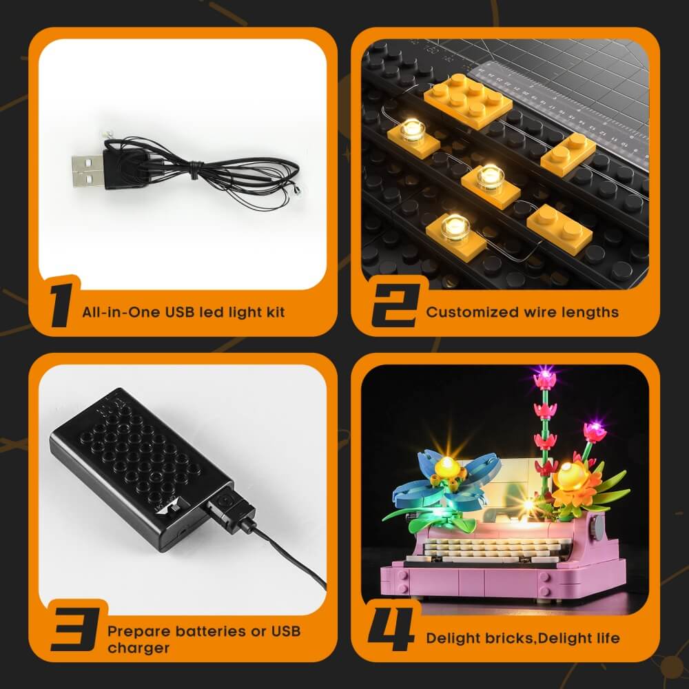 Light Kit for Typewriter with Flowers 31169- Lightailing