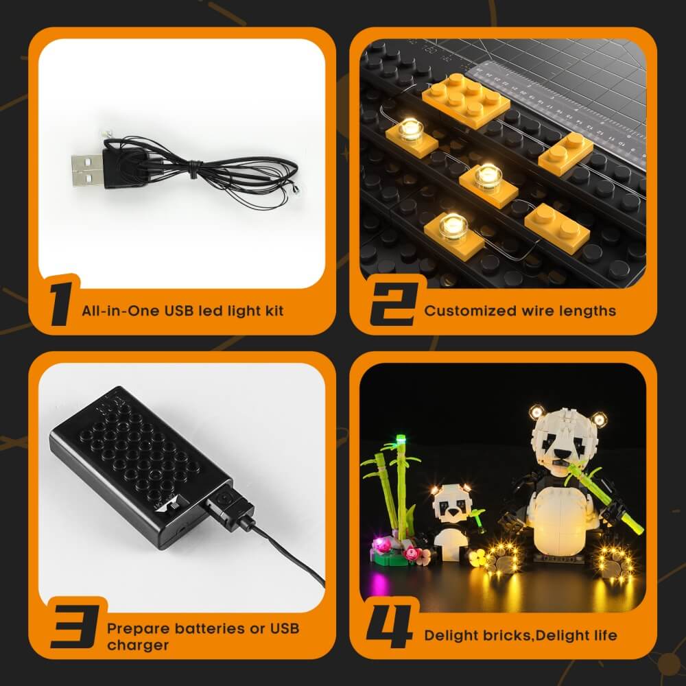 Beleuchtungsset für Wildtiere: Panda-Familie 31165—Lightailing
