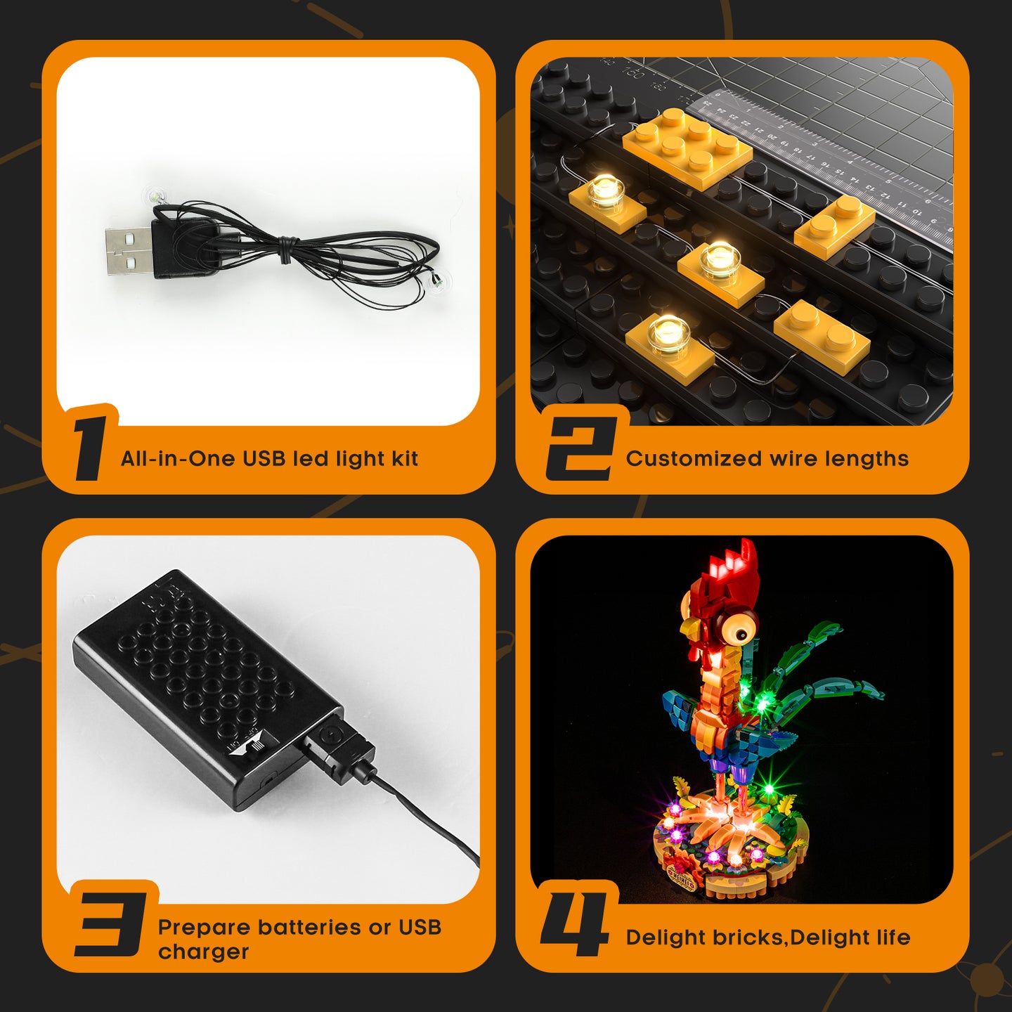 Beleuchtungsset für Heihei 43272-Lightailing