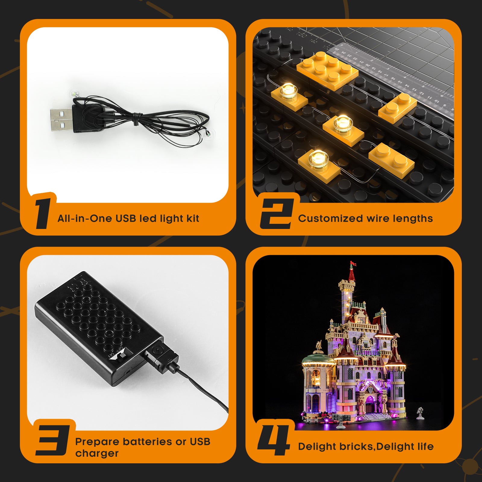 Light Kit for Beauty and the Beast Castle 43263-Lightailing