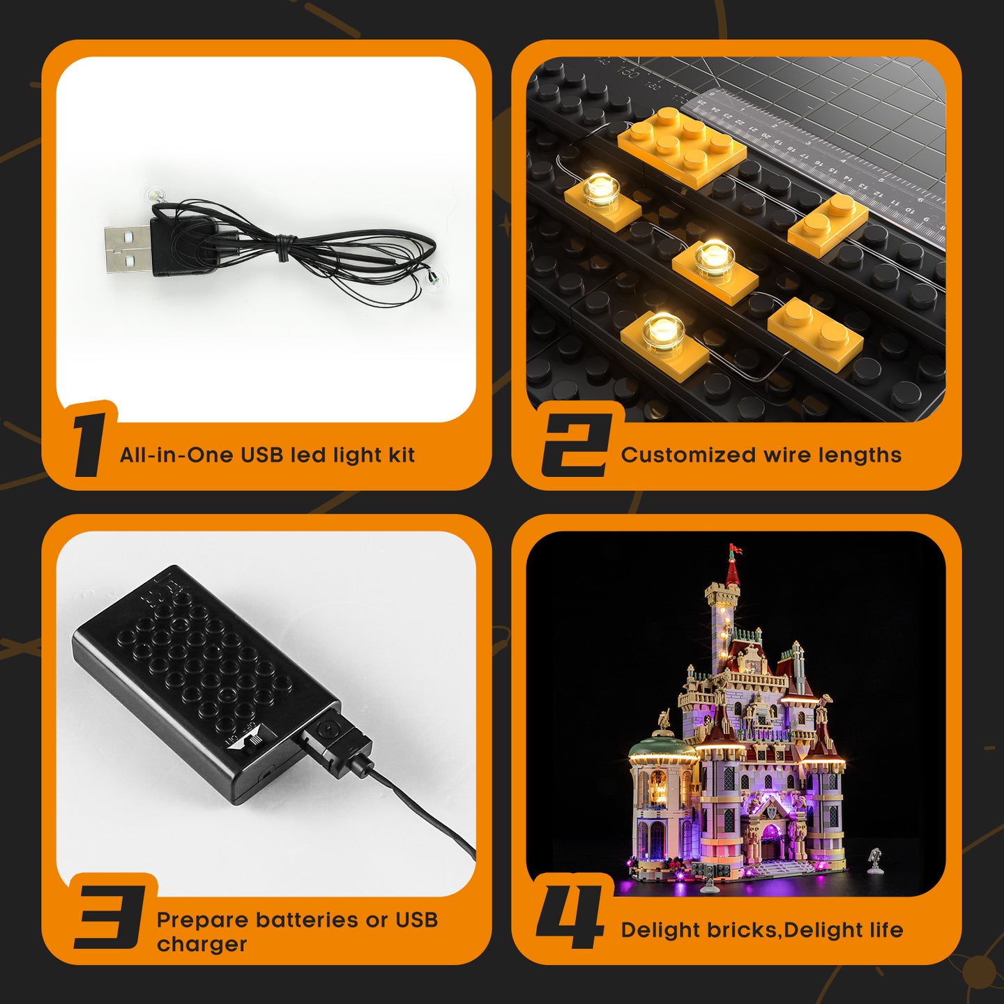 Light Kit for Beauty and the Beast Castle 43263-Lightailing