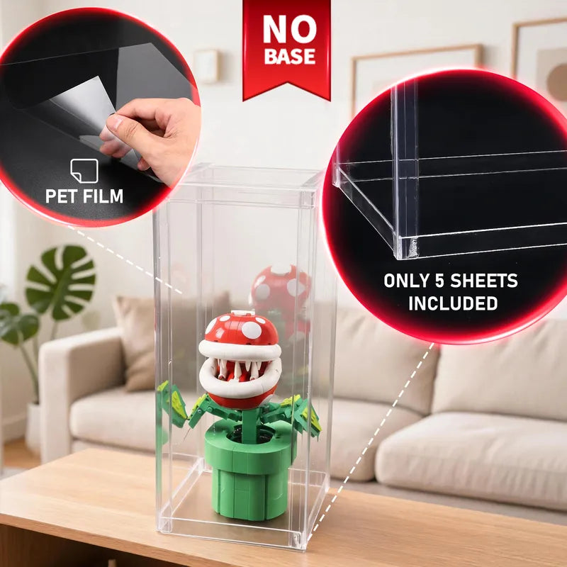 Display Case with Dust Cover(15× 15 × 35 cm) | 2 Pack