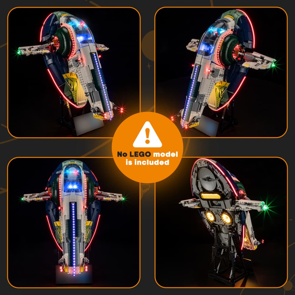 Beleuchtungsset für Jango Fetts Raumschiff der Firespray-Klasse 75409-Lightailing (🔋 USB-Stromversorgung empfohlen)