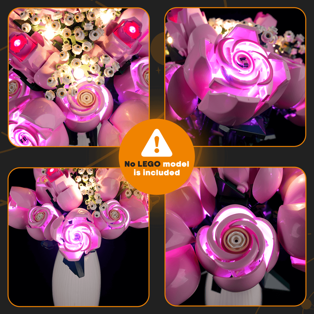 Beleuchtungsset für einen Strauß rosa Rosen 10374- Lightailing