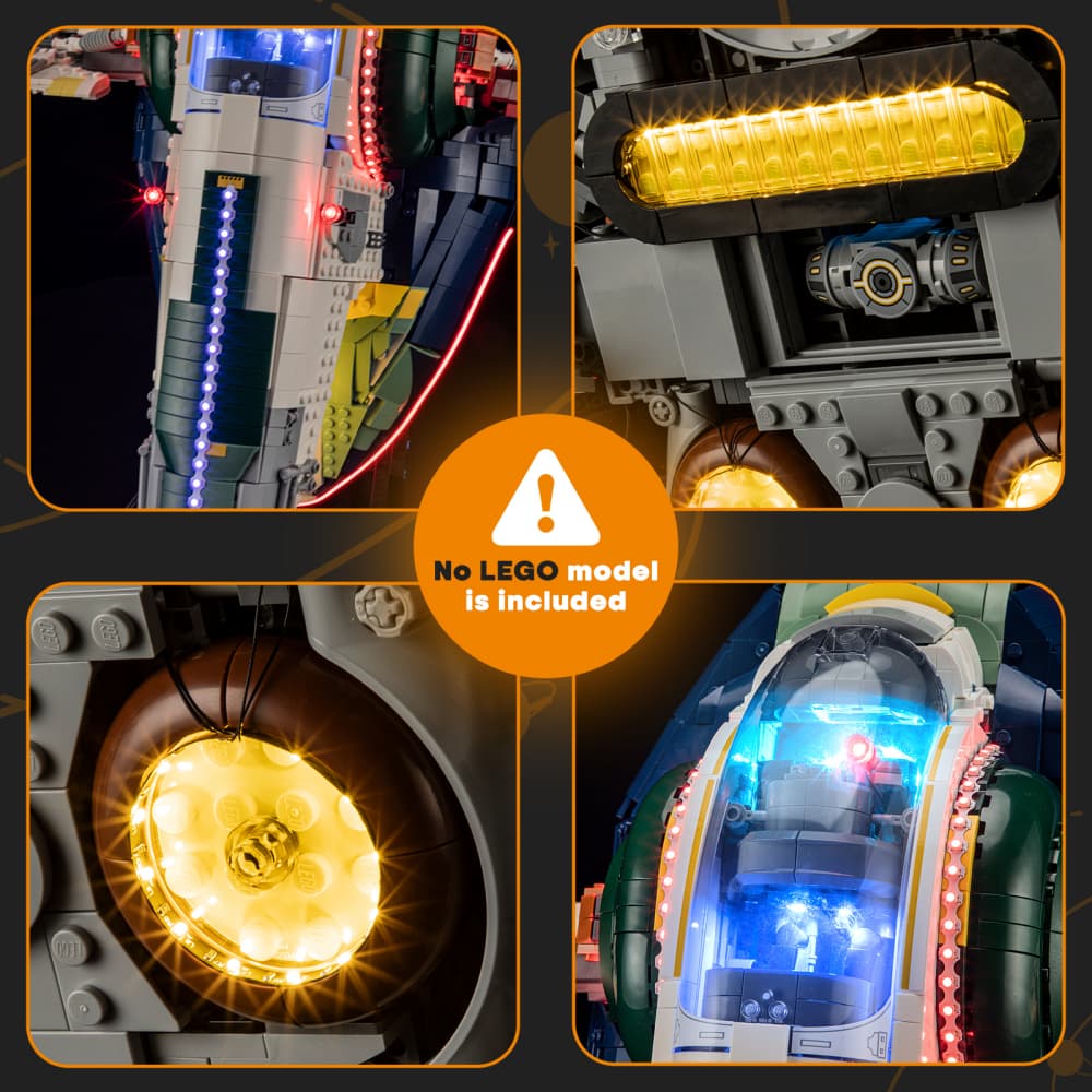 Beleuchtungsset für Jango Fetts Raumschiff der Firespray-Klasse 75409-Lightailing (🔋 USB-Stromversorgung empfohlen)
