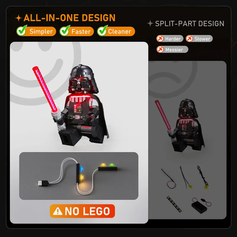 Light kit for Up-Scaled Darth Vader Minifigure 75461 | Lightailing