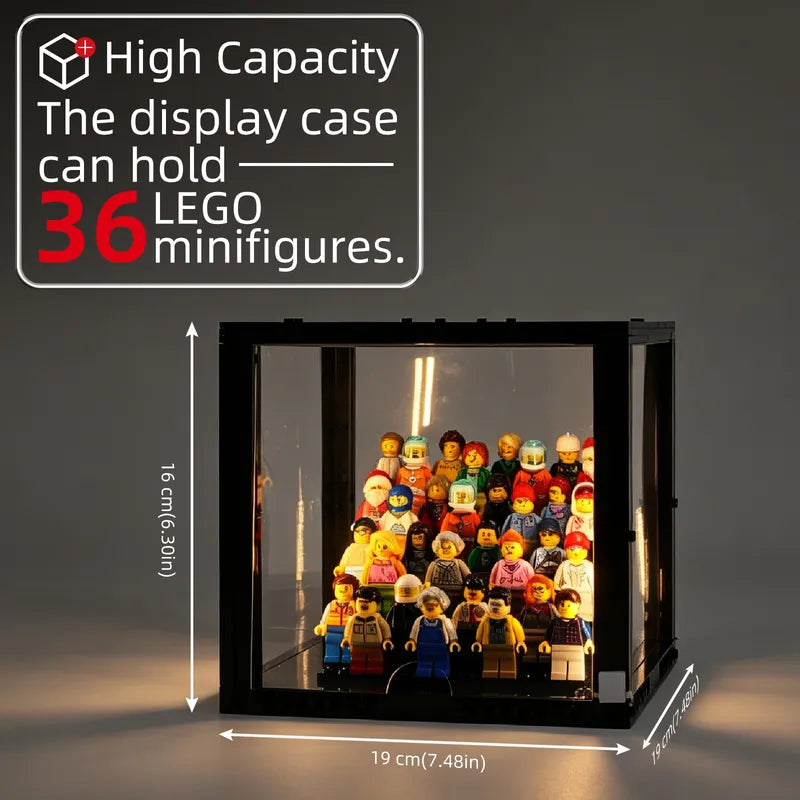 Compact 4-Tier Lighted Display Case for 36 LEGO® Minifigures | BRIKSMAX