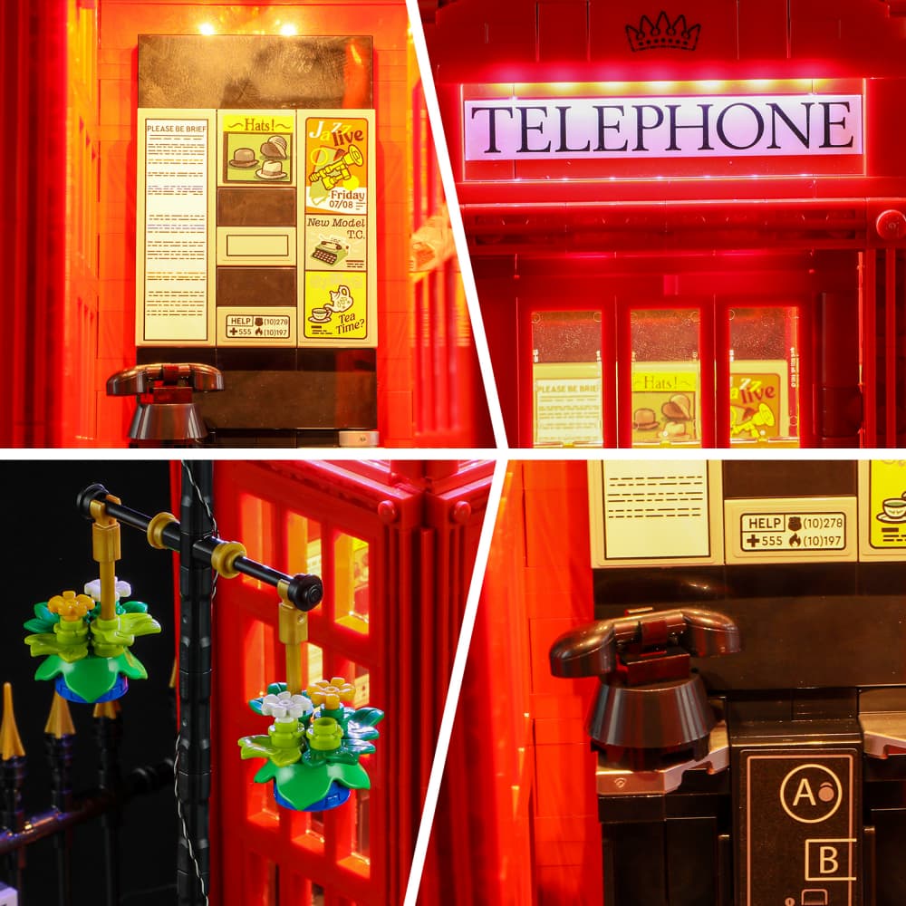 Kit d'éclairage pour cabine téléphonique rouge londonienne 21347-Briksmax