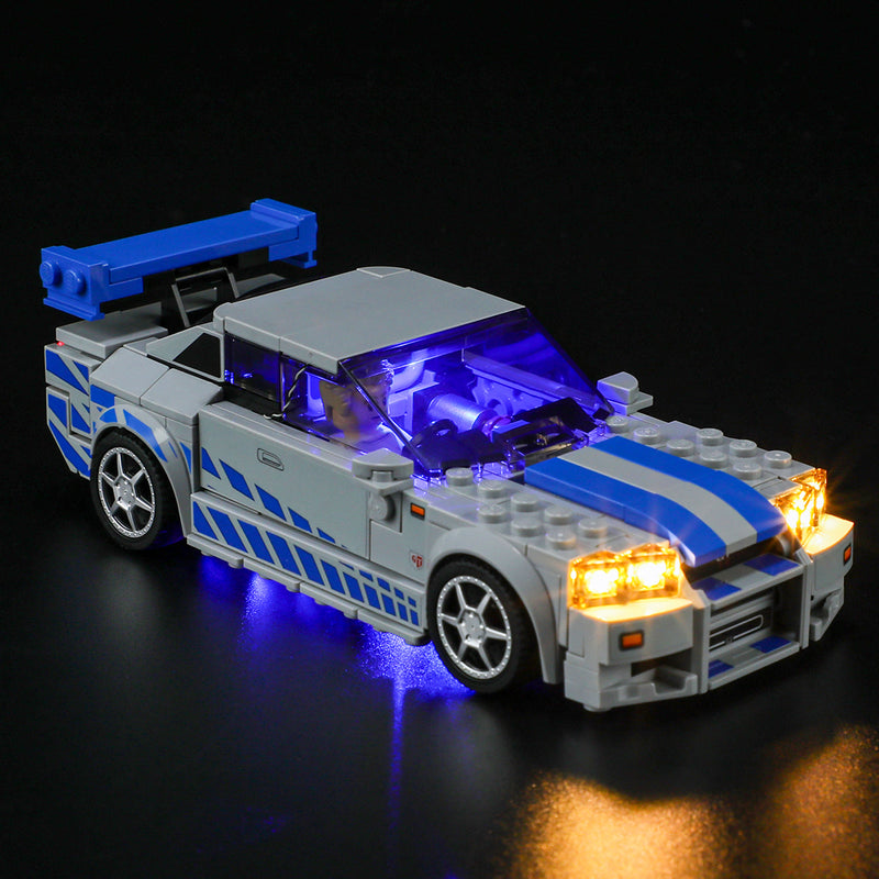 YEABRICKS LED-ljus för Lego-76917 Speed Fast 2 Furious Nissan Skyline GT-R  byggklossar modell (Lego set ingår inte)