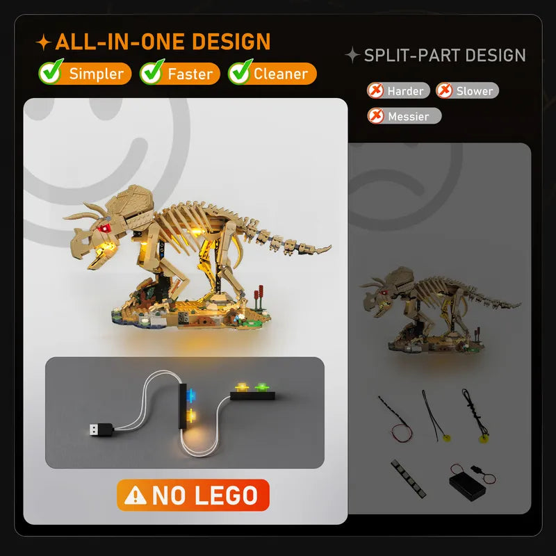 Light kit for Dinosaur Fossils: Triceratops 77985 - Lightailing