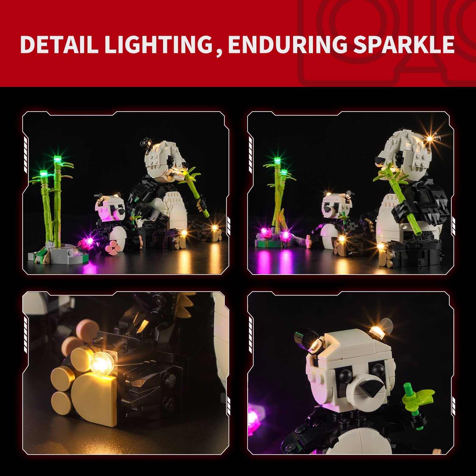 Kit d'éclairage pour animaux sauvages : Famille de pandas 31165 - Briksmax 2.0