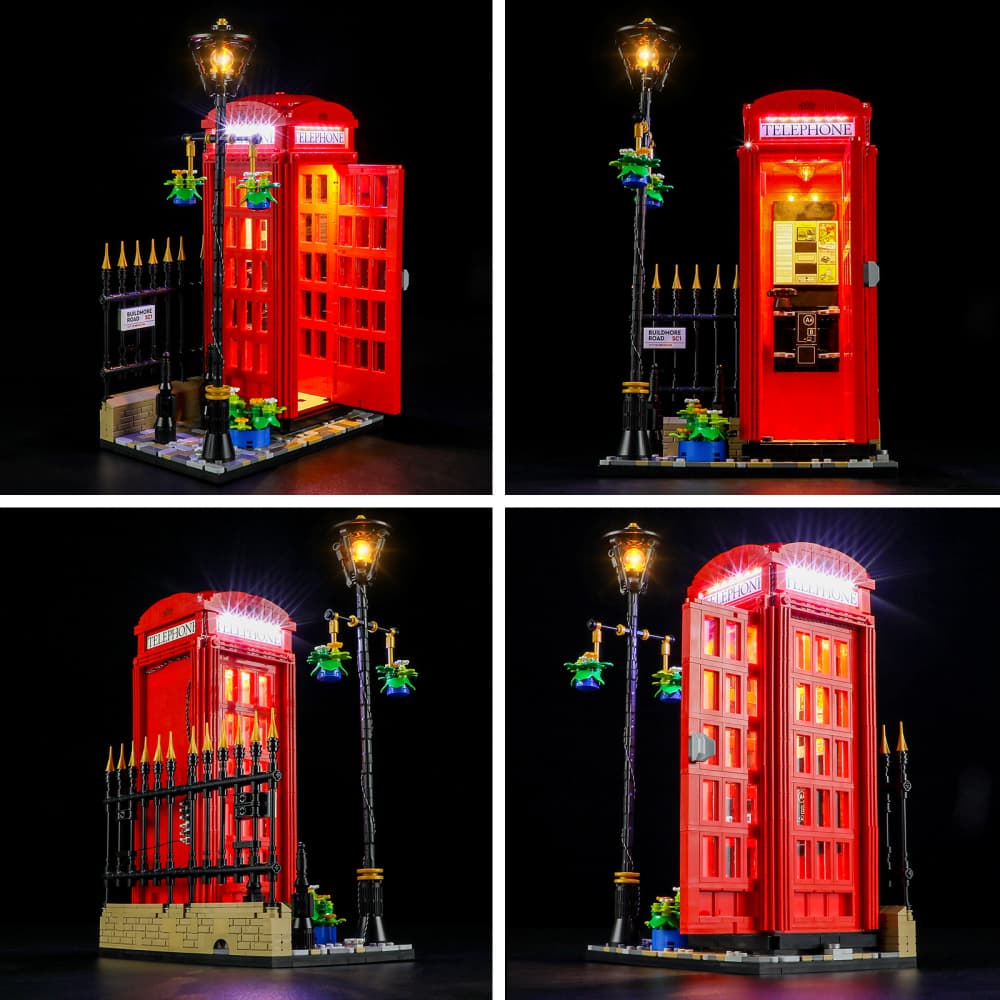 Kit d'éclairage pour cabine téléphonique rouge londonienne 21347-Briksmax