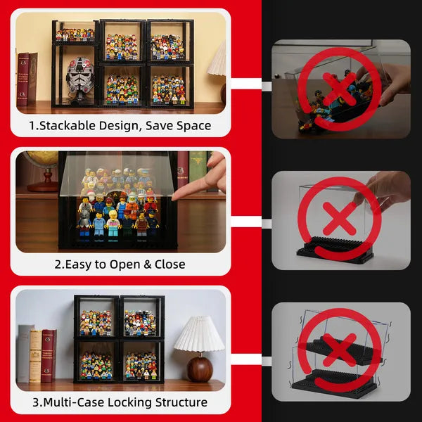 Compact 4-Tier Display Case for 72 LEGO® Minifigures (2 Pack)| BRIKSMAX