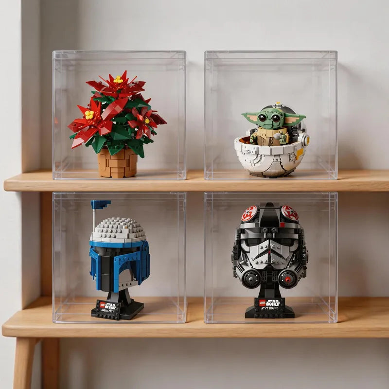 Display Case with Dust Cover(25× 25 × 25 cm) | 2 Pack