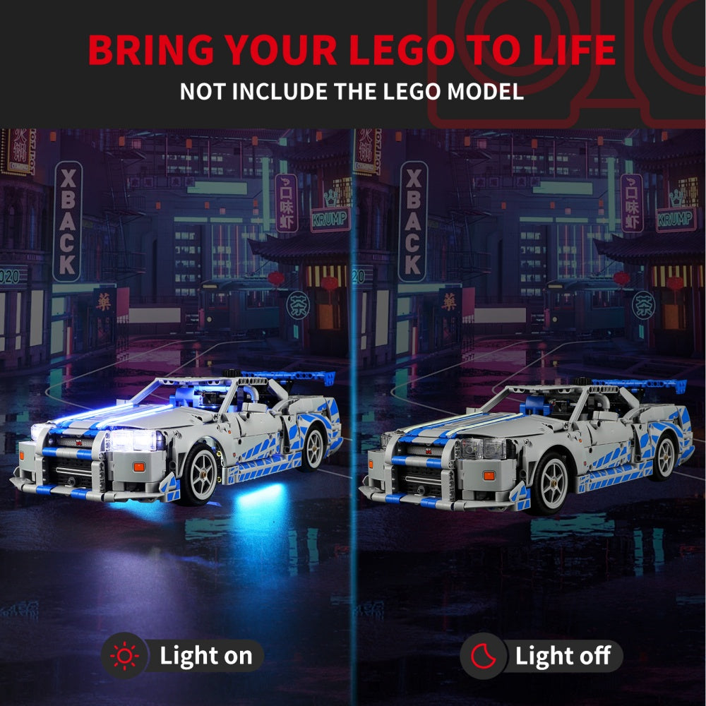 Beleuchtungsset für den Nissan Skyline GT-R (R34) aus 2 Fast 2 Furious (Auto 42210) - Briksmax 2.0