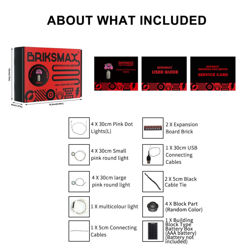 Beleuchtungsset für einen Strauß rosa Rosen 10374- Briksmax 2.0