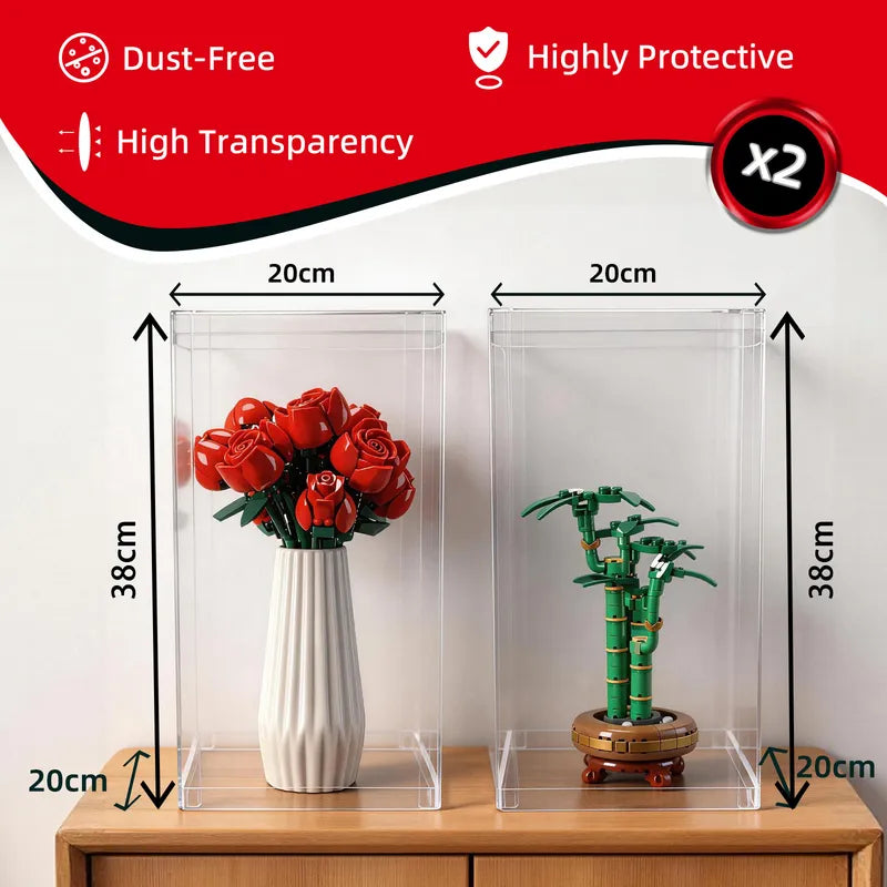 Vitrine LEGO – Boîte transparente anti-poussière (Moyenne) | Lot de 2