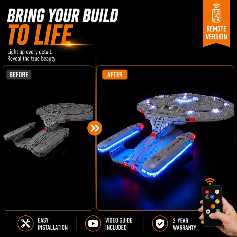 Kit d'éclairage à distance pour Star Trek : U.S.S. Enterprise NCC-1701-D 10356 - Lightailing