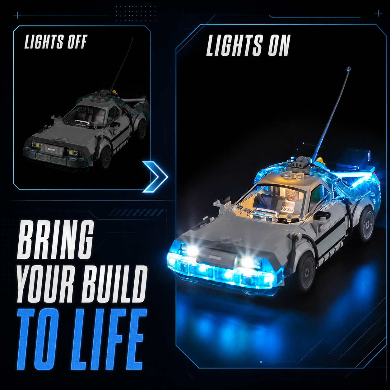 Kit d'éclairage pour la machine à voyager dans le temps de Retour vers le Futur 77256 - Lightailing | Pleine luminosité (haute luminosité)