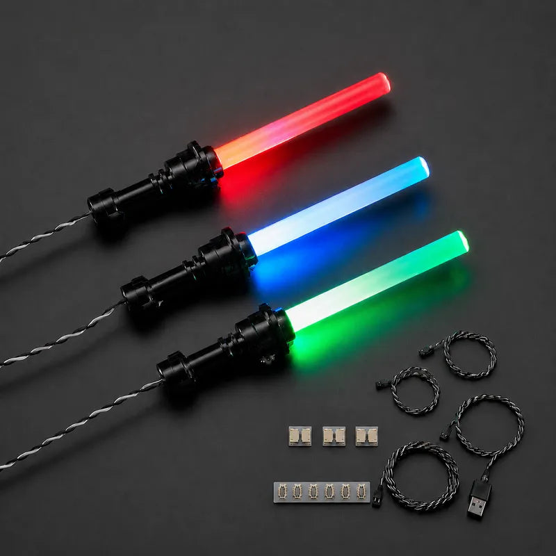 Kit de LED Sabre Laser Star Wars – Rouge / Vert / Bleu + Carte d'extension, USB et Câbles