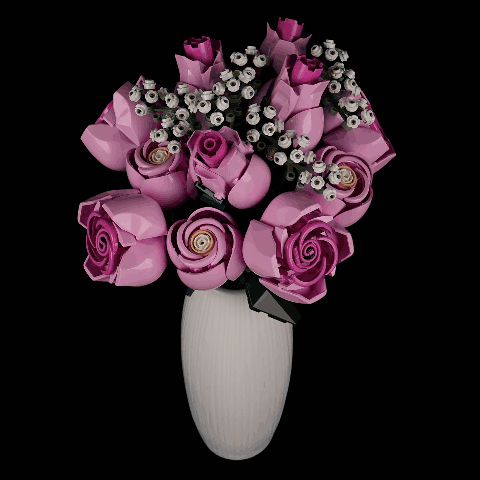 Beleuchtungsset für einen Strauß rosa Rosen 10374- Lightailing