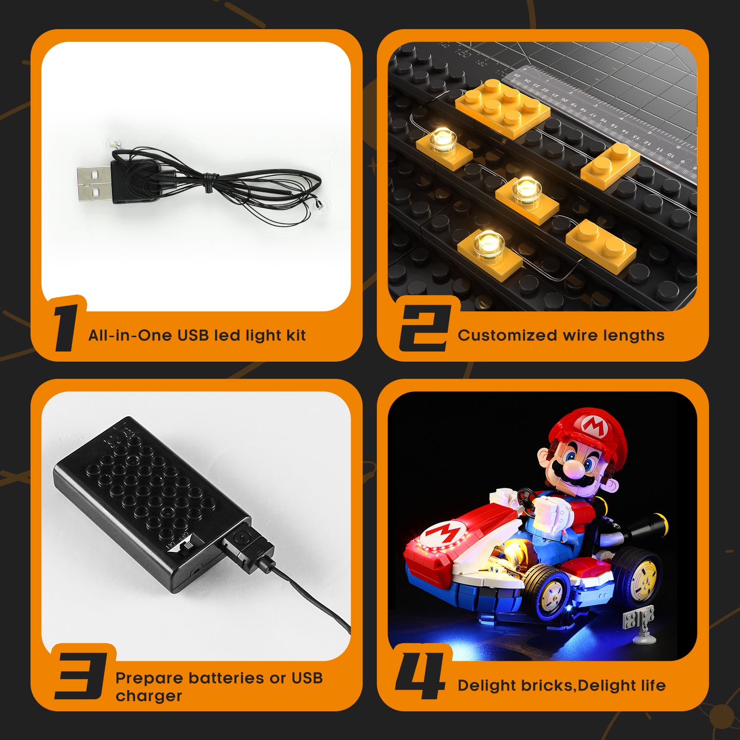 Light Kit for Mario Kart – Mario & Standard Kart 72037-Lightailing