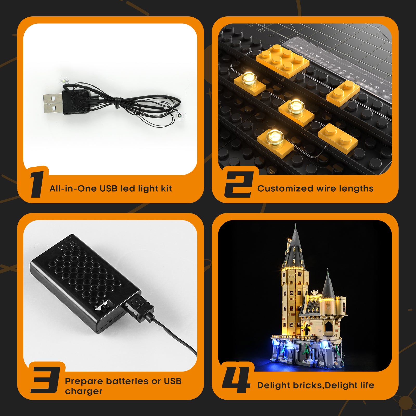 Light Kit for Hogwarts Castle: The Main Tower 76454-Lightailing