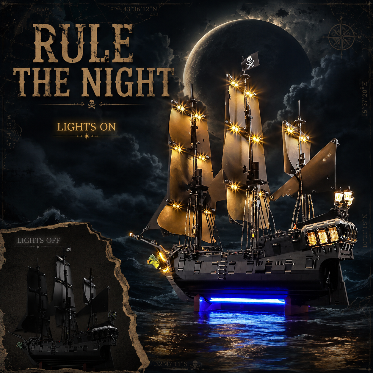 Kit d'éclairage pour le bateau pirate du capitaine Jack Sparrow 10365 - Lightailing