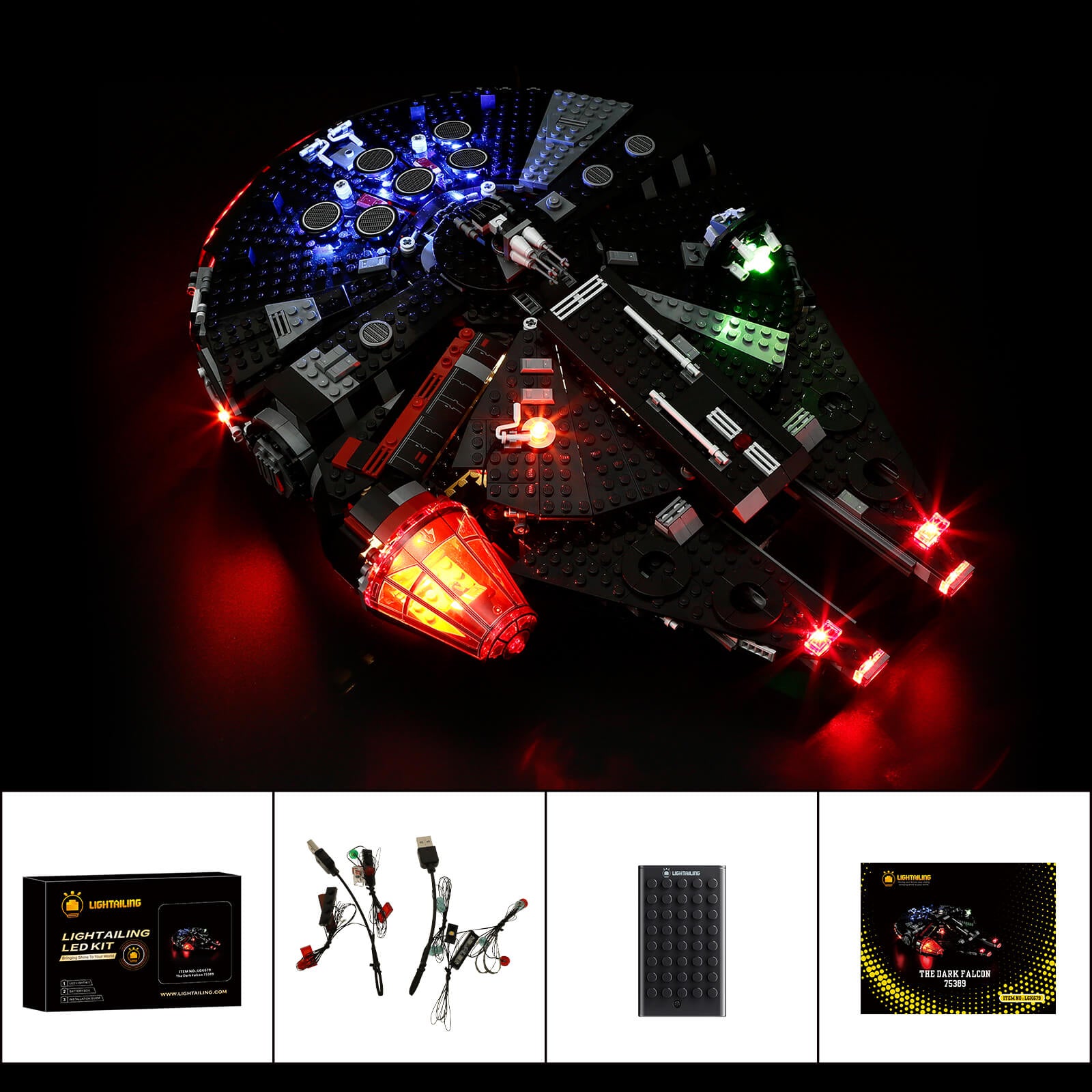 Lightailing LED lights for LEGO Star Wars Dark Falcon-11