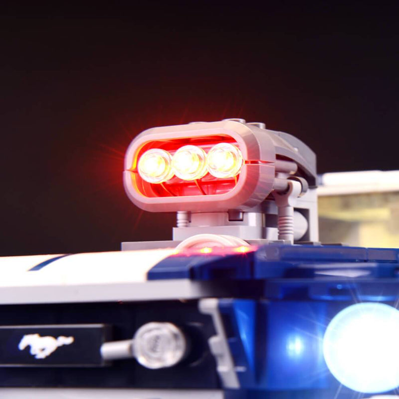 lego Ford Mustang supercharger with red lights