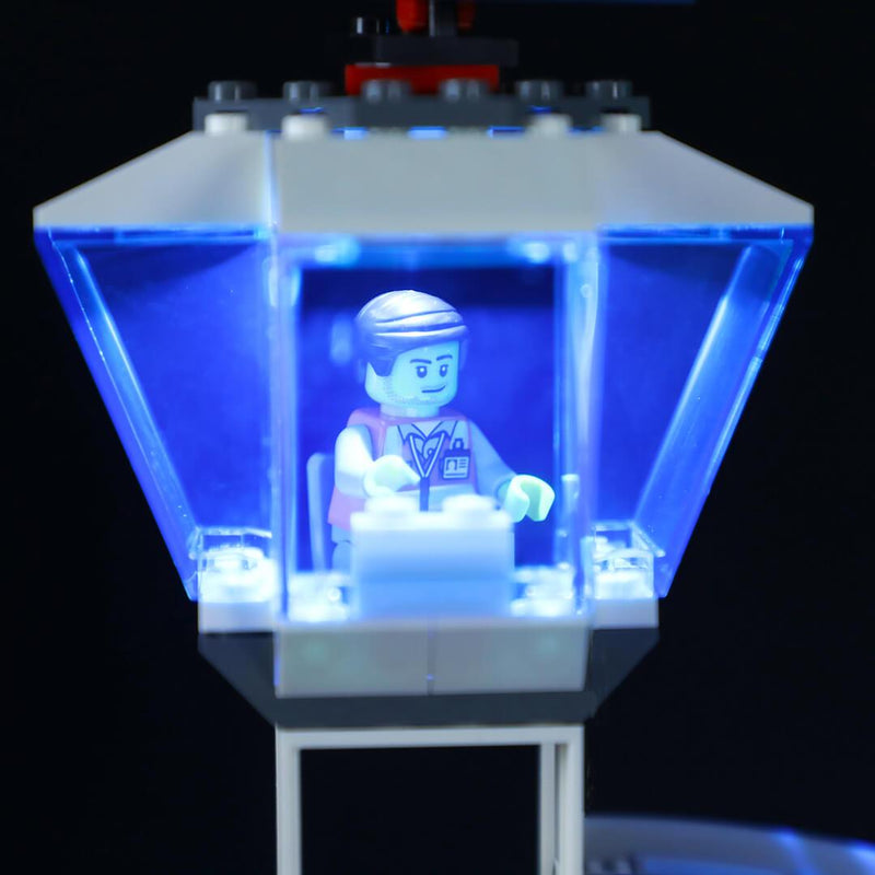 lego control tower with blue light 