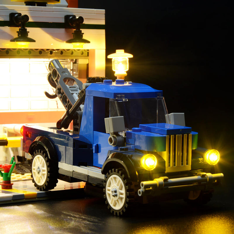 corner garage lego truck with light