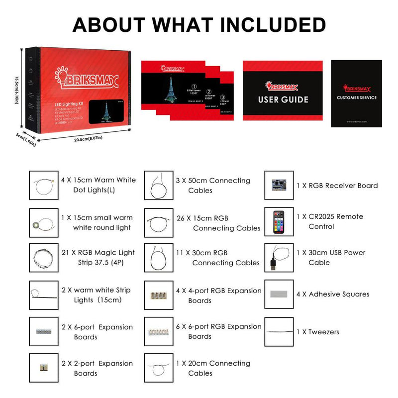 Briksmax Light Kit für Eiffelturm 10307 mit RGB-Fernbedienung