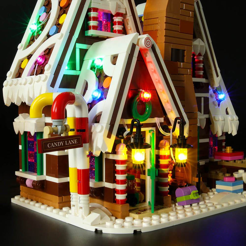 lego gingerbread candy cane columns with lights