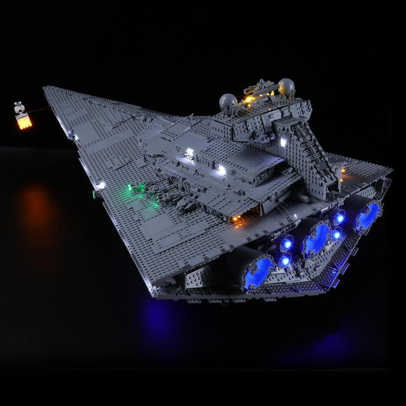 add blue lights to lego imperial star destroyer 75252 engine exhaust