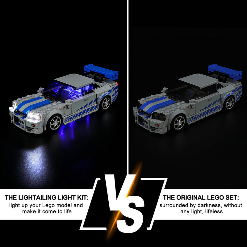 BrickBling LED Light for Lego Speed Champions Fast & Furious Nissan Skyline  GT-R (R34) Toy Car Building Set, DIY Lighting Kit for Lego 76917 (No