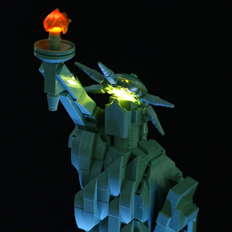 add yellow lights to Statue of Liberty lego torch fire 