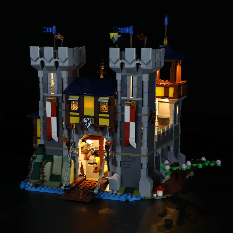 light up lego creator medieval castle